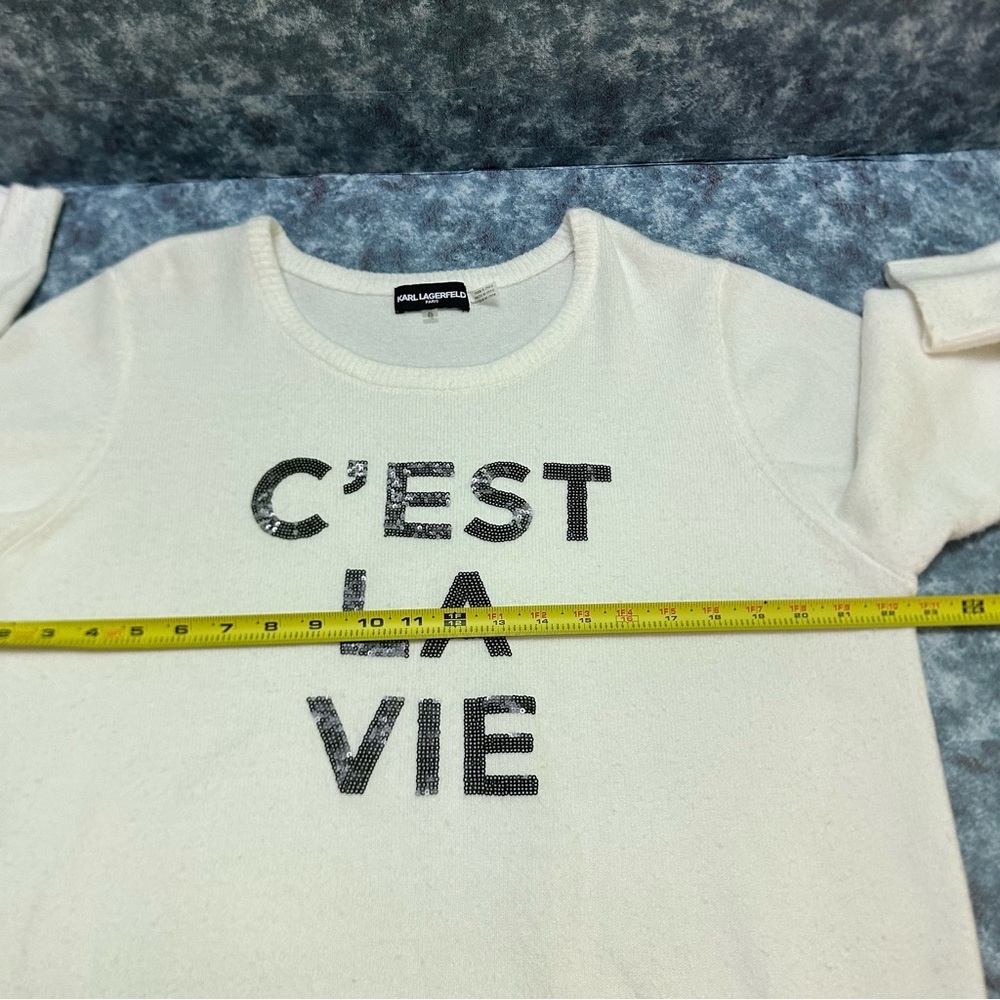 Karl Lagerfeld White 'C'est La Vie' Sweater XL - Picture 6 of 10